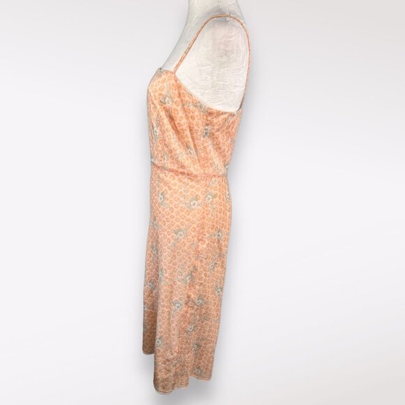 J.Crew Slip Dress Midi Spaghetti Straps Orange Floral Cotton Size 6 - Picture 4 of 10